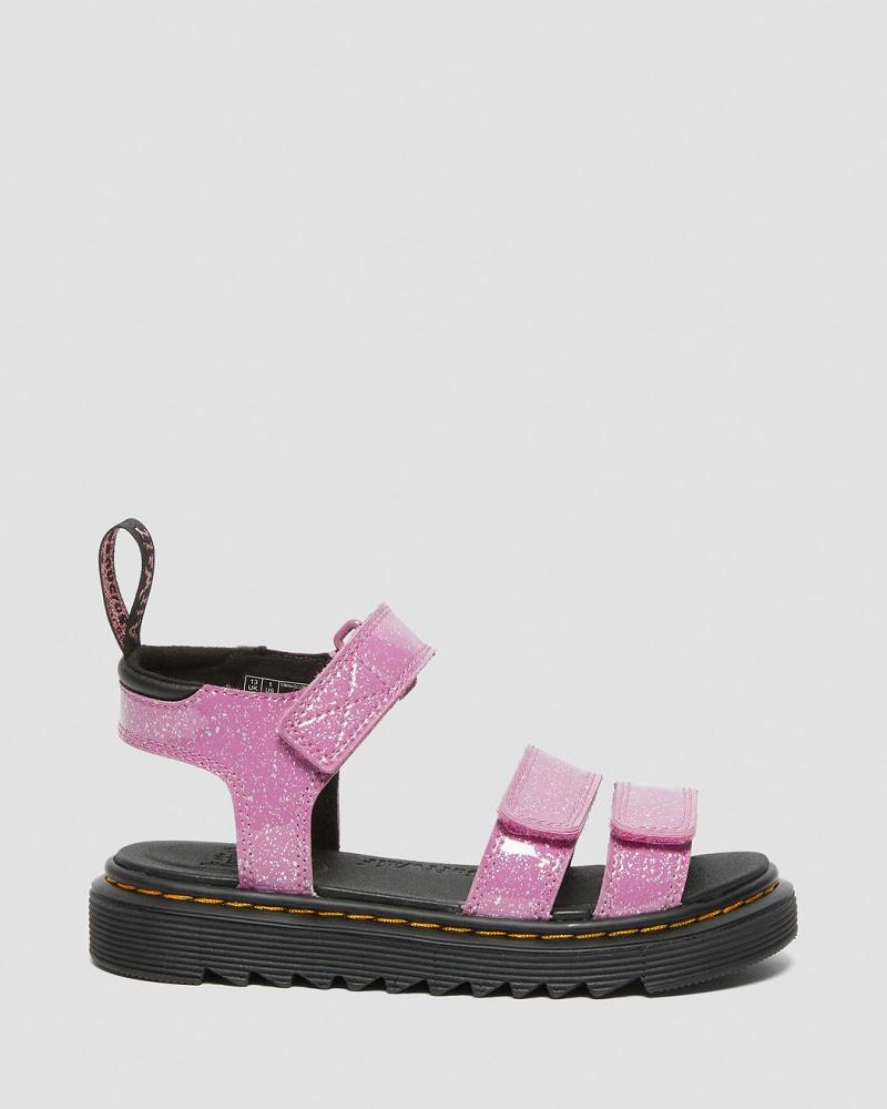 Kids' Dr Martens Junior Klaire Glitter Sandals Pink | AU 717BEX